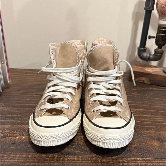 Converse Beige High-Top Sneakers 9.5 men - Picture 2 of 6